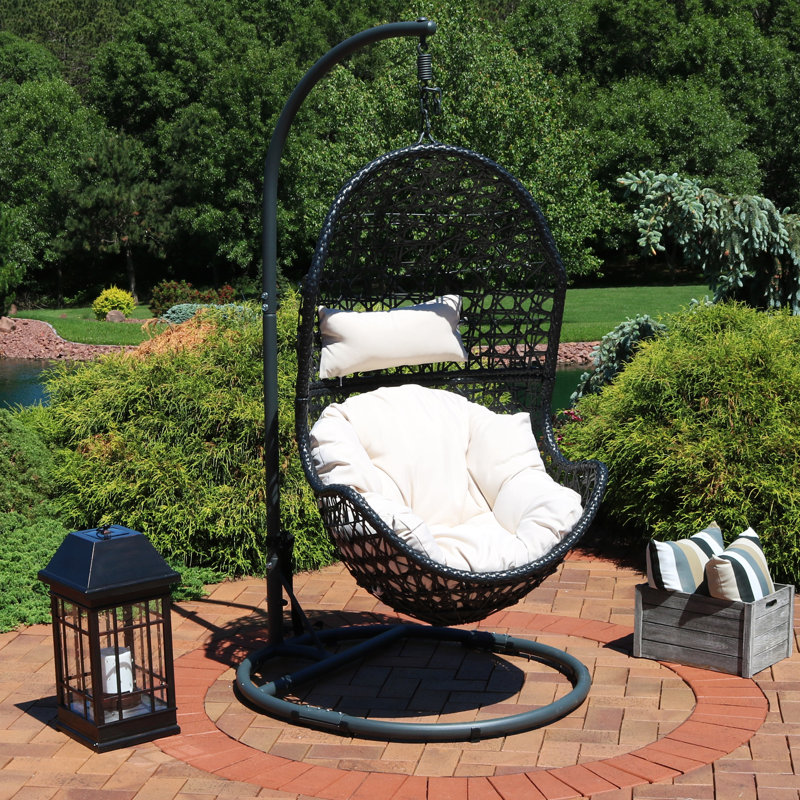 Abrams 1 Person Chair Hammock with Stand, Beige