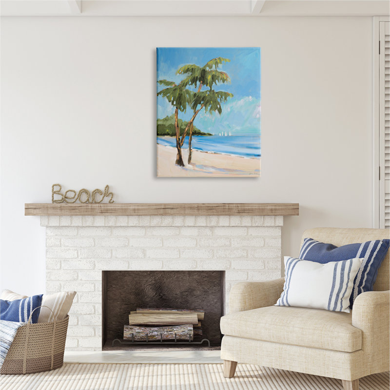 «Stupell Industries Palm Trees Beach Landscape», art mural sur toile par Jane Slivka, H 40 po x l 30 po x P 1,5 po