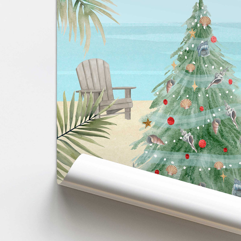 «Beachside Christmas I Print», Sans cadre, papier, H 11 po x l 14 po