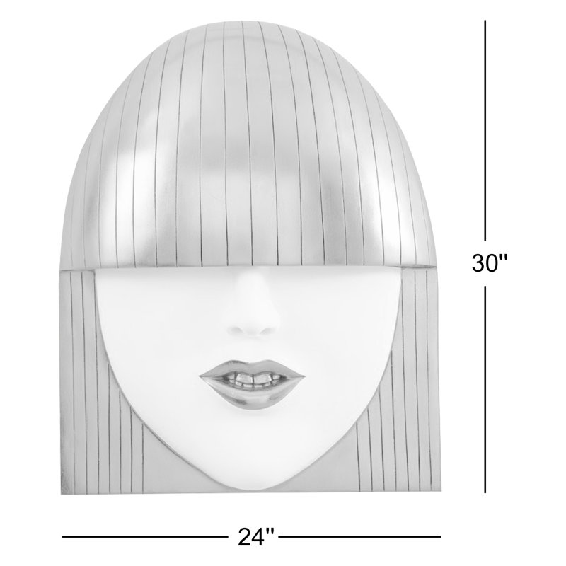 Fashion Faces Wall Décor, White/Silver Leaf