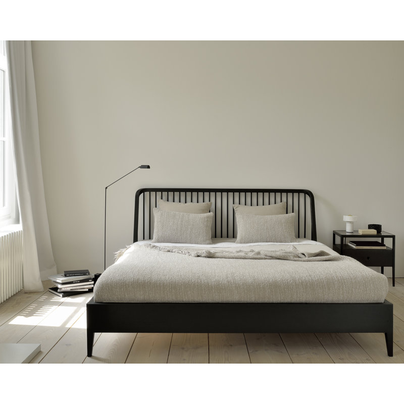 Spindle Solid Wood Bed, King, Oak Black
