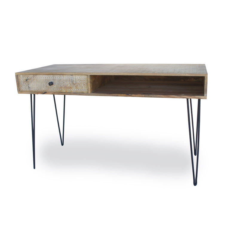 Panek Solid Wood Top Metal Base