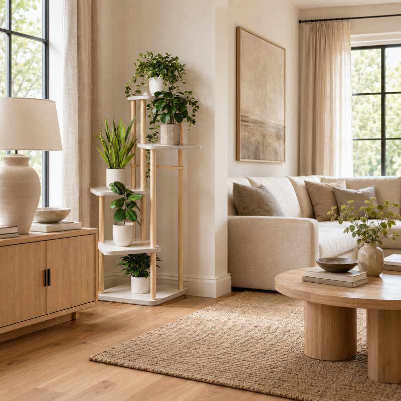 Support à plantes à 5 niveaux pour plantes d'intérieur, étagère à fleurs moderne en bois