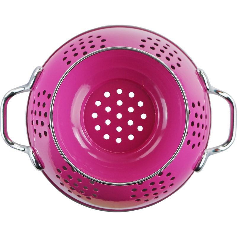 Prep & Savour Adame Steel Colander, Pink, 3 QT