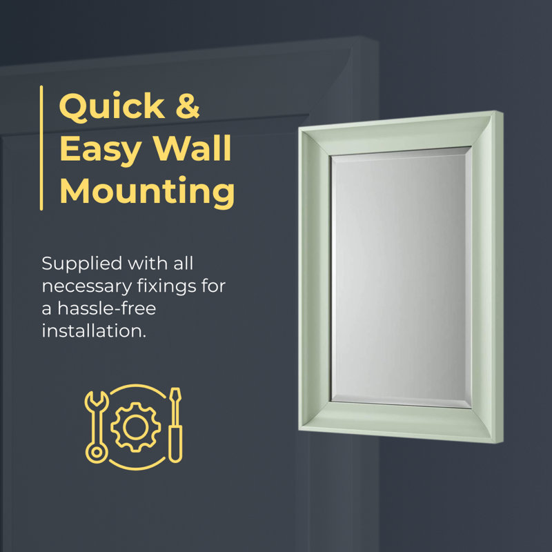 Mirror Cabinets 500mm W 700mm H Wall Mounted Required Framed Medicine Cabinet Mirror Fixed, Green 