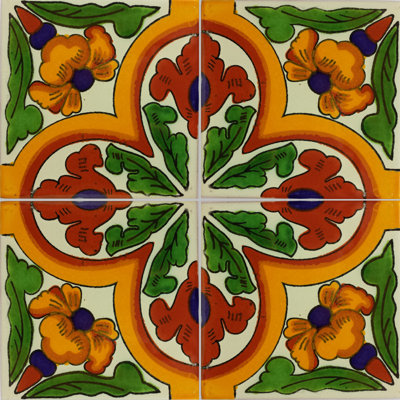 6" x 6" 4pcs TalaMex Ada Talavera Mexican Tile