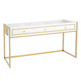 SlayStation Addison Modern Makeup Storage Table Desk with 3 Drawers Entryway and Gold Frame