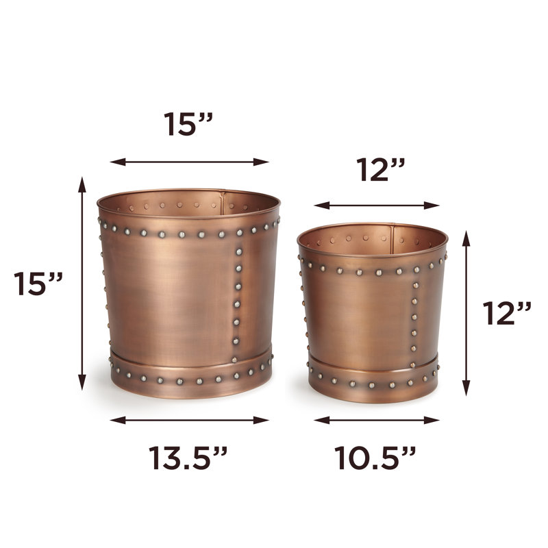 Maytown Handmade Metal Pot Planter, Copper, 9" H x 9" W x 9" D