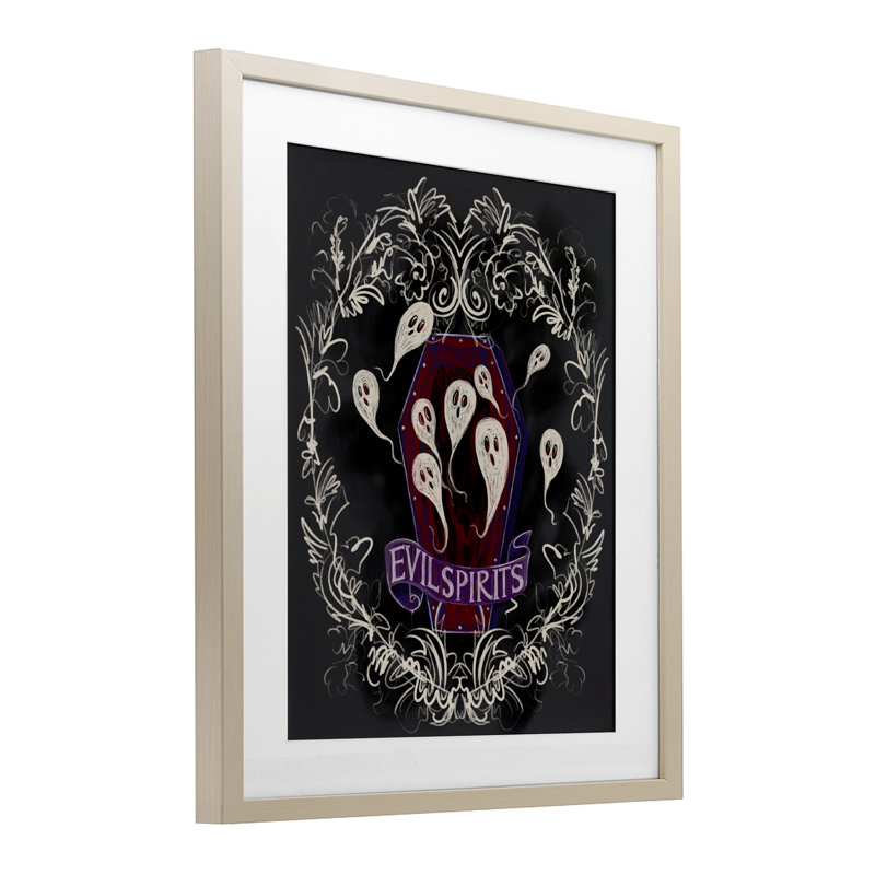 Evil Spirits Ghosts Framed Print Under Glass, design by Connie Summers, 21" H x 17" W, Harvest Pine Frame