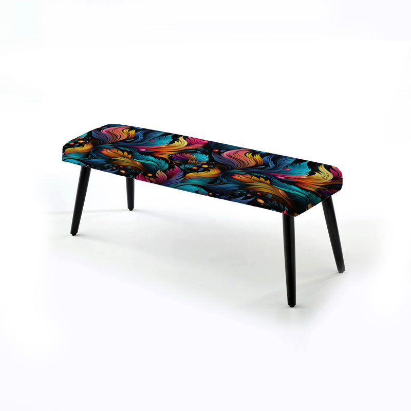 Banc éclectique noir à motif cachemire éclectique Nomho Boho