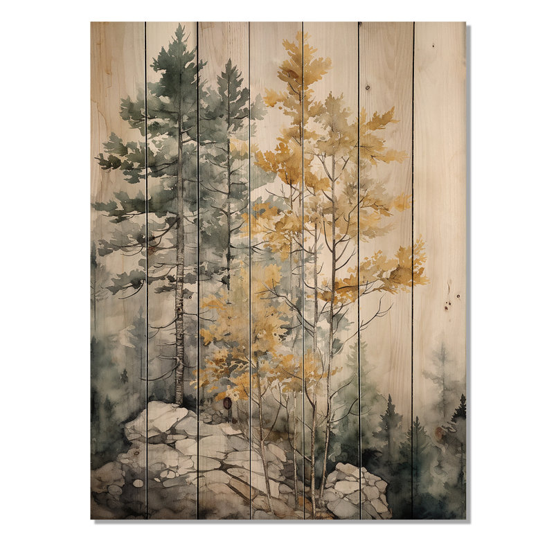 Forêt de gardiens du minimalisme II, impression sur bois naturel, H 40 po x l 30 po x P 0,78 po