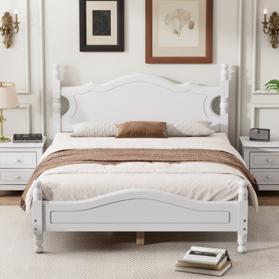 Retro Style Platform Bed With Wooden Slat Support
