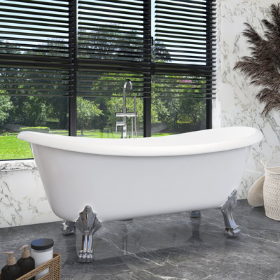 66.3'' x 30.42'' Freestanding Soaking Acrylic Bathtub