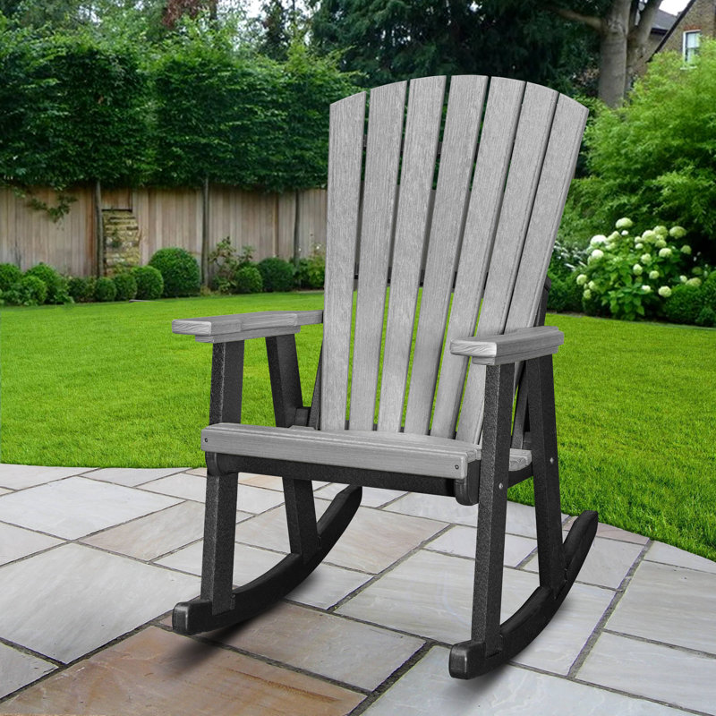 Beraud Outdoor Adirondack Chair, Light Gray/Black