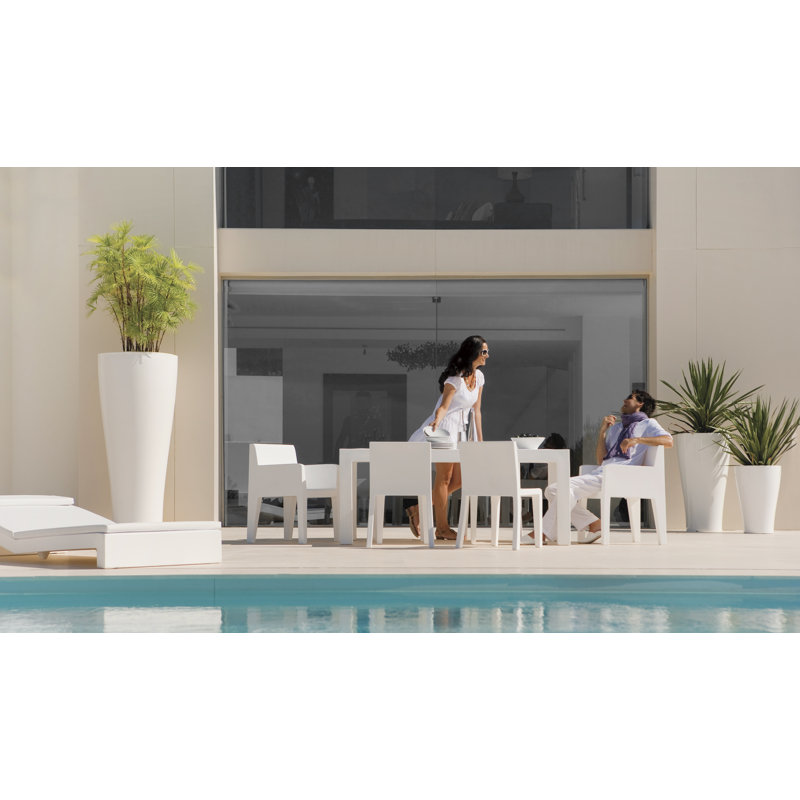 Jut Stacking Patio Dining Chair, Ecru