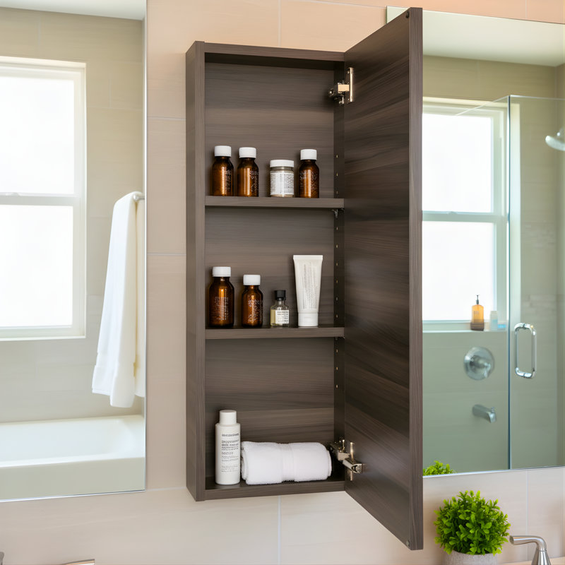Silhouette 12" W x 30.25" H x 4.64" D Wall Mounted Bathroom Cabinet, Zambukka