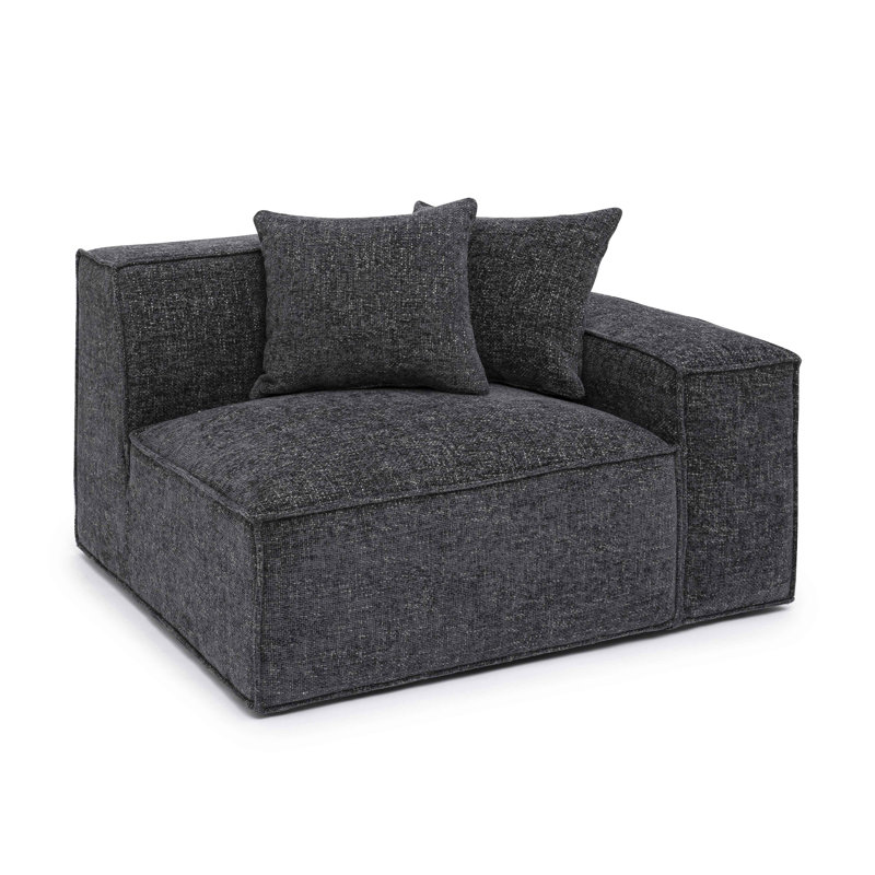 Cherylee Charcoal Chenille Basketweave RAF Corner Chair