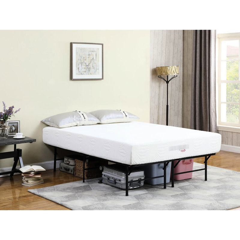 Lit plateforme moderne noir, acier épais pour un matériau réglable pour la nuit relaxante, Double