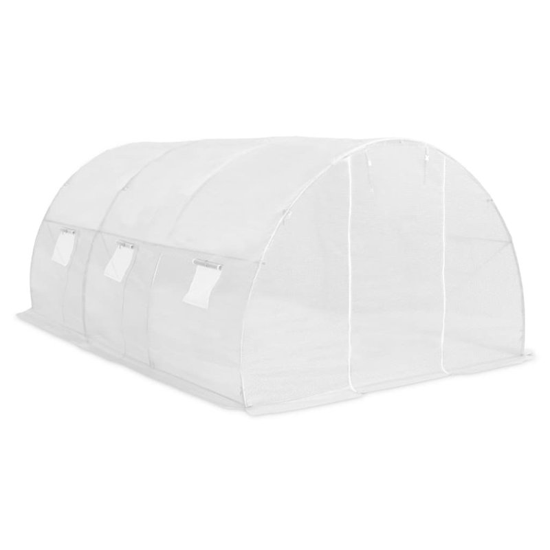Serre en tissu PE blanc avec cadre en acier galvanisé 145,3 pieds carrés, H 78,7 po x l 118,1 po x P 177,2 po, Blanc