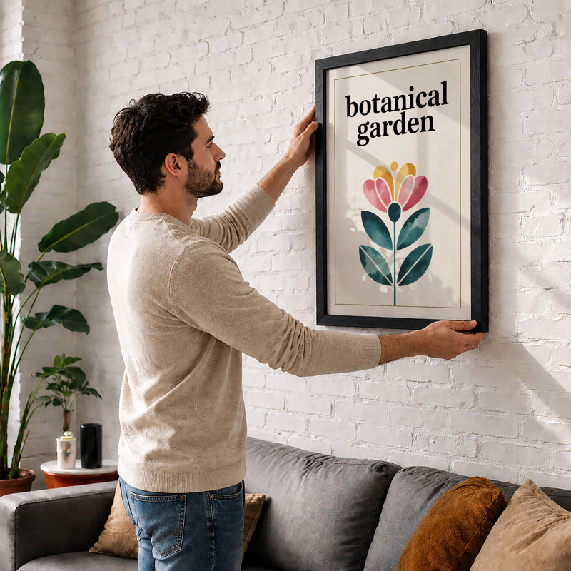 Garden Botanical - Framed Print, A3 - 42.0 x 29.7 cm, Walnut