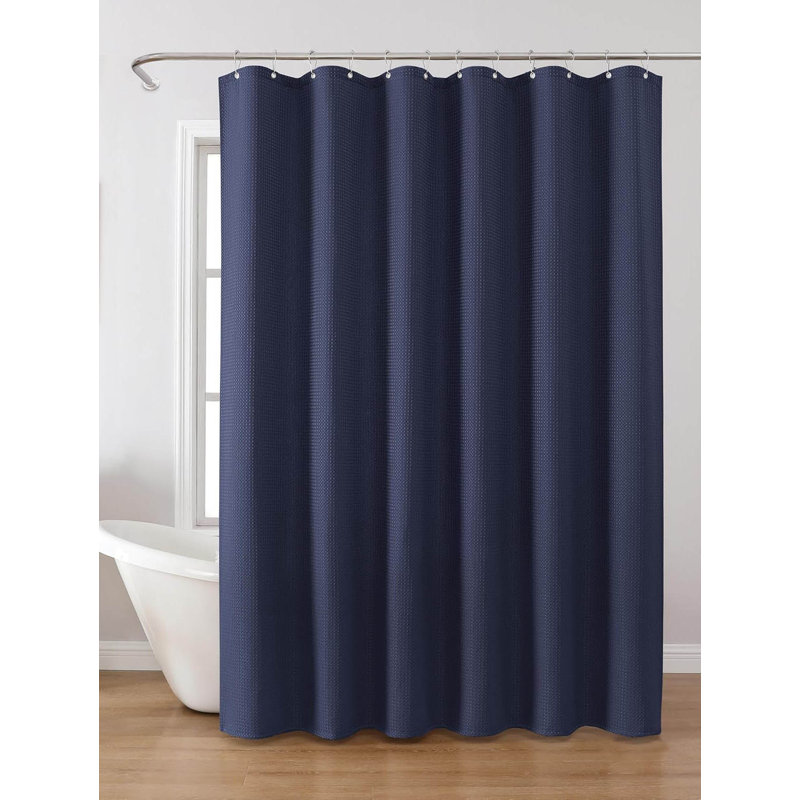 Shower Curtain With Metal Hooks- 182 X 182Cm, Navy Blue