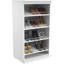 Étagère à chaussures modulaire empilable avec tablettes inclinées réglables et garniture décorative pour l'organisation du placard
