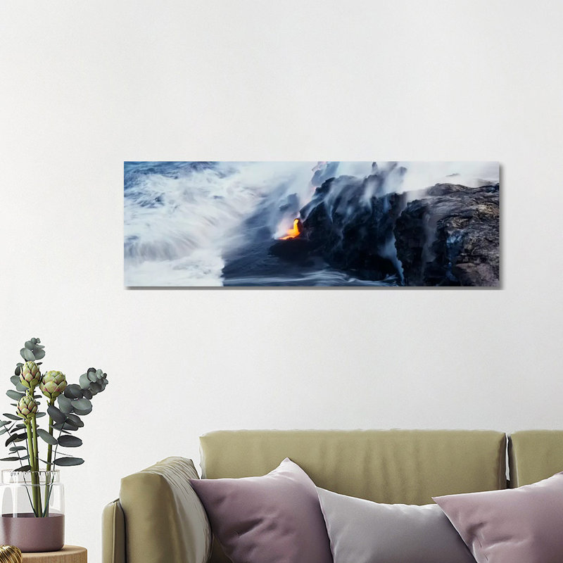 Glowing Lava Stream, Hawai'i Volcanoes National Park, Big Island, Hawaii, USA by Panoramic Images - Wrapped Canvas Panoramic Print