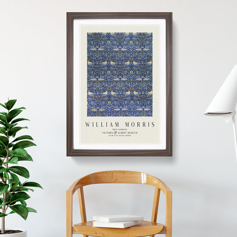 Birds Vol.1 by William Morris - Picture Frame Art Prints, 48cm H x 36cm W x 2cm D, Walnut