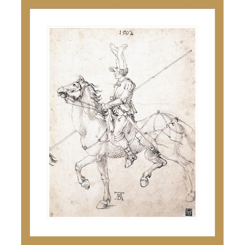 «Lancé à cheval» par Albrecht Dürer, impression giclée sur cadre, H 28,43 po x l 23,5 po