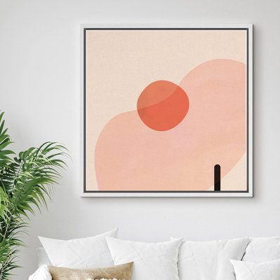 «Mid-Century Geometric Orange and Pink Shapes Abstract Circle Modern Art Relax / Calm Warm», reproduction sur toile