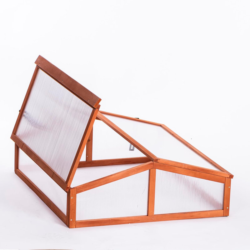 Double-Sided Wooden Cold Frame with Adjustable Twin-Hinged Roof