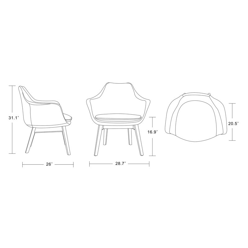 Fauteuil l 28,7 po Cronkite, Sergé de polyester gris