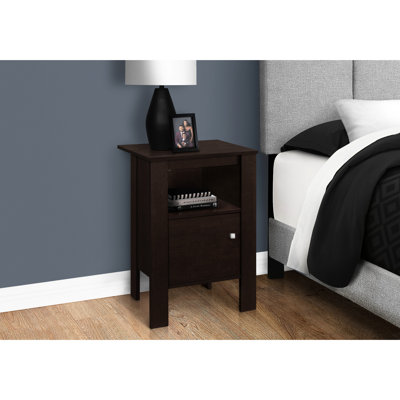 End Table With Open Storage: Practical For Living Room Transitional Side Brown Laminate Bedroom & Family