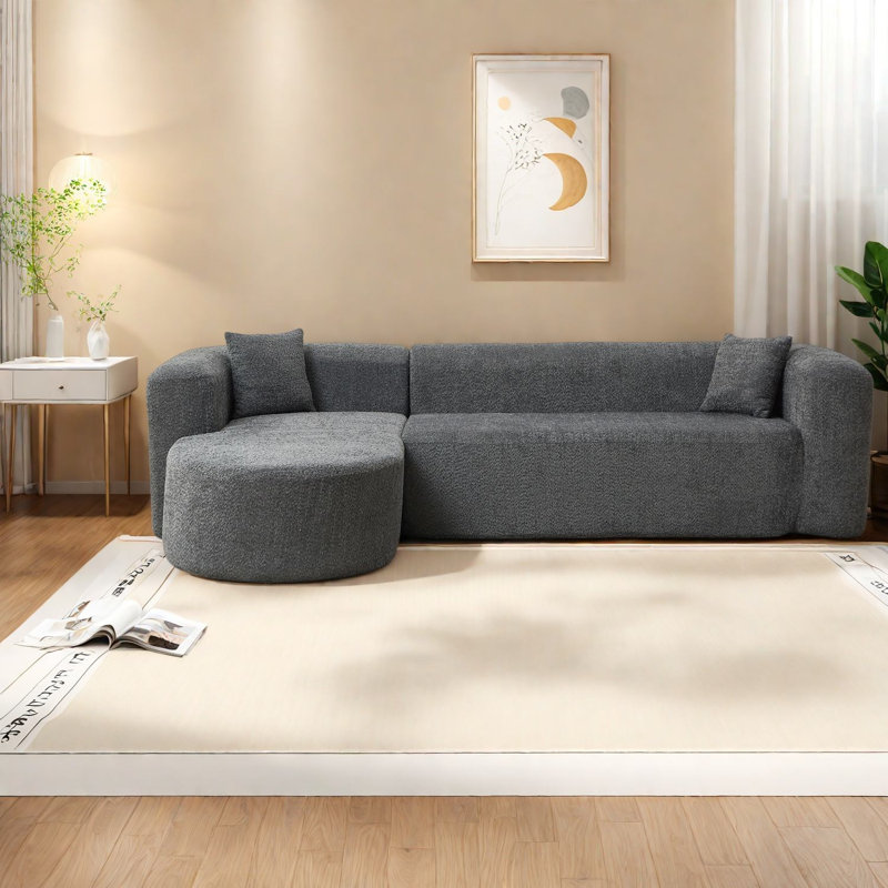 Canapé d'angle moderne, canapé nuage incurvé en chenille de 278 cm (109,4 pouces) pour salon, Grey