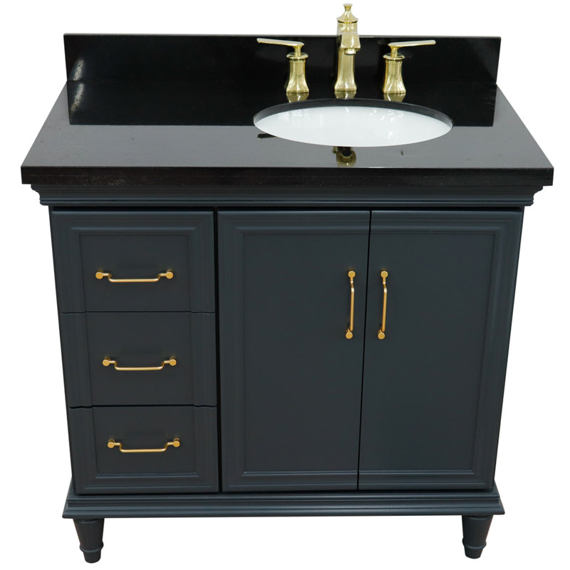 Ensemble de meuble-lavabo simple 37 po Lenglen, Gris foncé