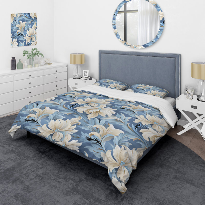 Ensemble de housse de couette en microfibre blanche et bleue, Housse de couette simple + 1 taie décorative stan