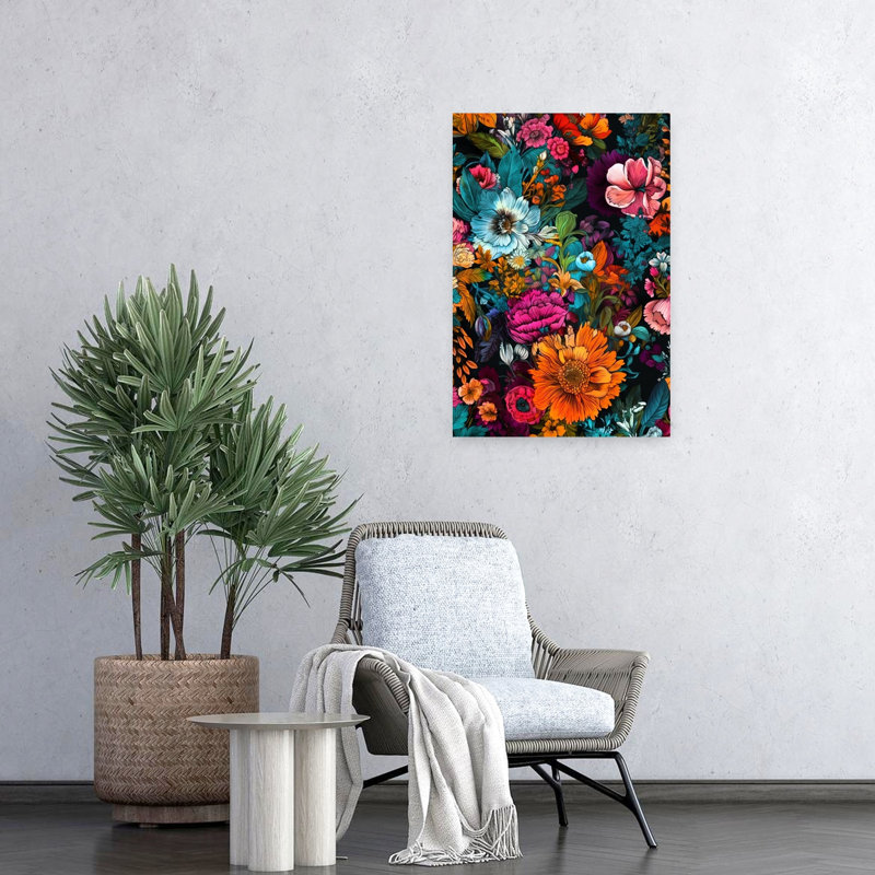 Art contemporain, art abstrait fleur naturelle, H 24 po x l 16 po