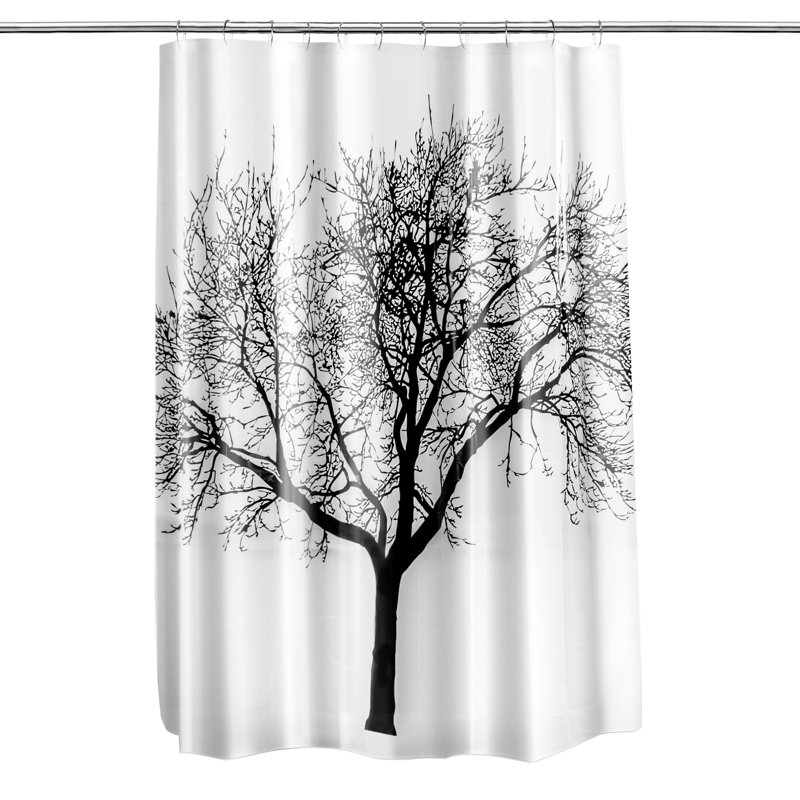 Rideau de douche simple arbre de vie en vinyle Circletree, Noir