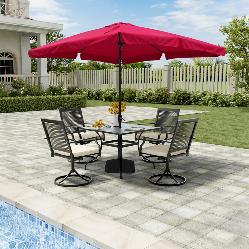Latitude Run® 10' x 8' Patio Square Market Umbrella with Skirted Canopy With Base, Rouge