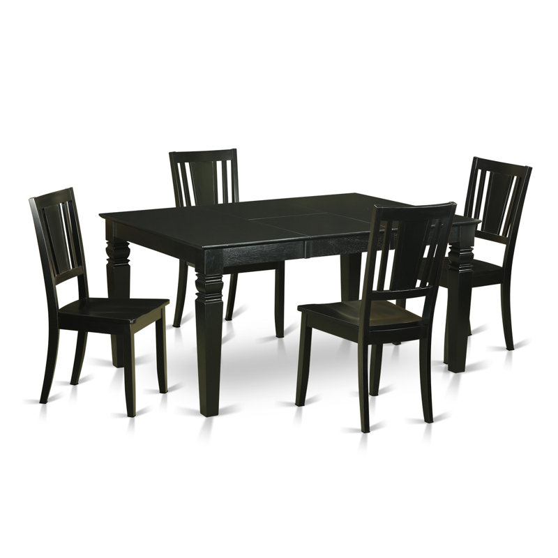 Locksley 8 - Person Solid Wood Top Four Leg Dining Set, 5 Pieces: Table, 4 Chairs, 30" H x 60" W x 42" D, Wooden