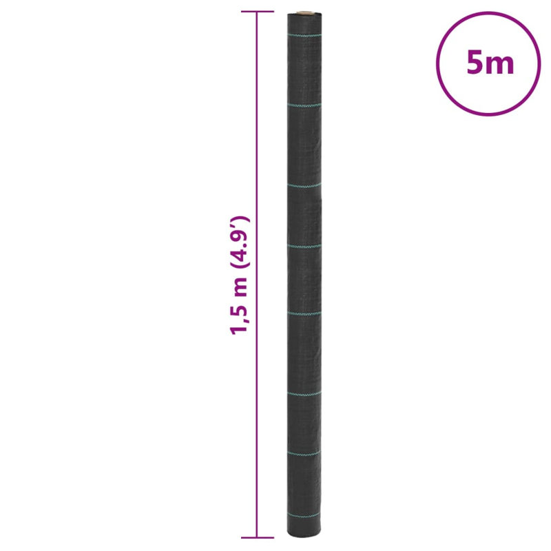  Weed Membrane Black 1.5X150 M PP, 500cm W x 150cm D