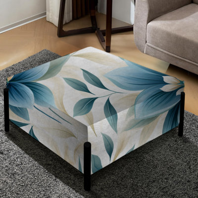 Tranquil Patterns - Floral Large Square Ottoman