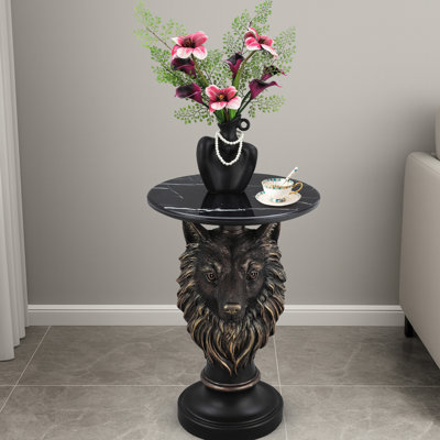 Wolf Head Accent Table Animal Statue End Tables Livingroom