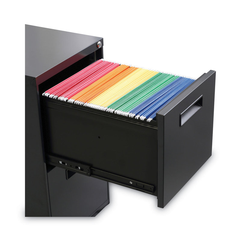 Charcoal 2-Drawer Mobile Steel File Cabinet with Lock