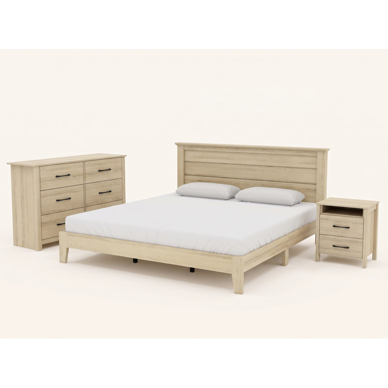 Ensemble de chambre à coucher 3 pièces Laureen, Chêne d'Oslo