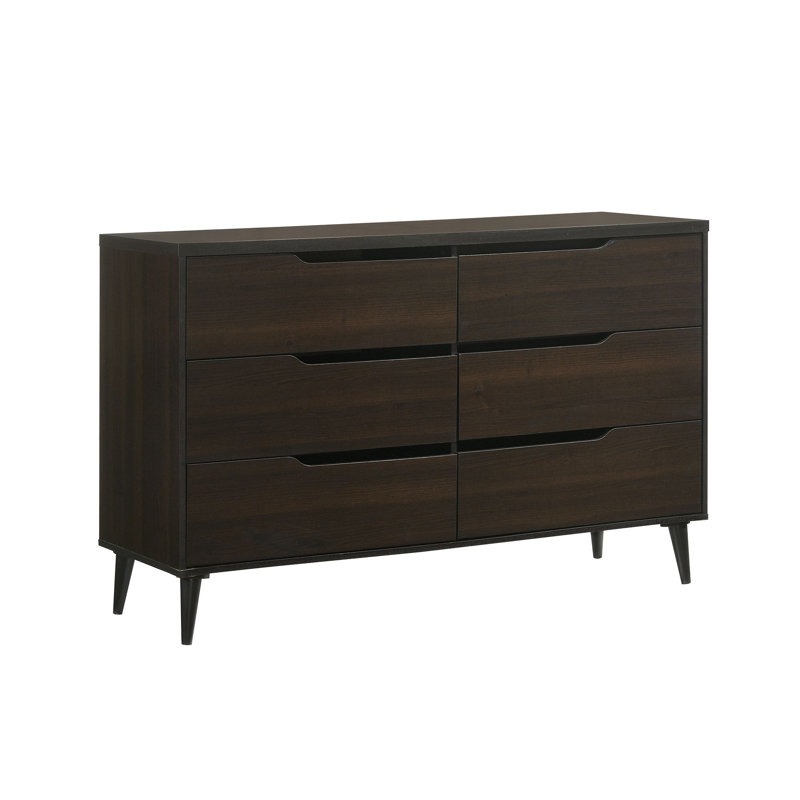 Commode double Weigel à 6 tiroirs de 147 cm de large, Espresso