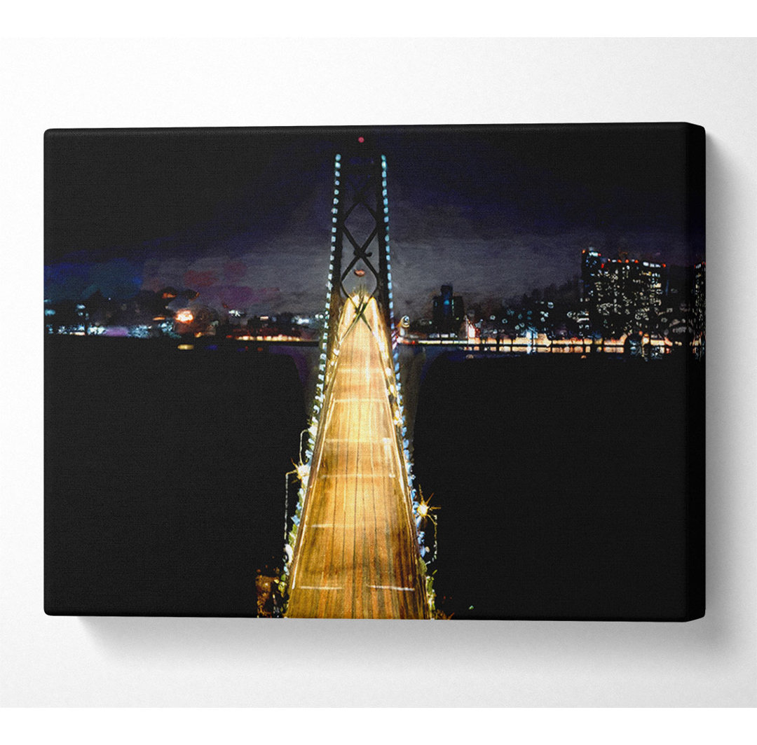 Lichter auf der Bay Bridge - Kunstdrucke auf Segeltuch