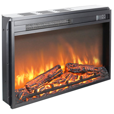 26" Electric Fireplace Insert: Ultra Thin Heater With Log & Realistic Flame, Remote Control, Timer, Overheating Protection, 1400W Heat, 5000 /H, Install Into Tv Stand 26 Inch Insert - Flame Effect ,