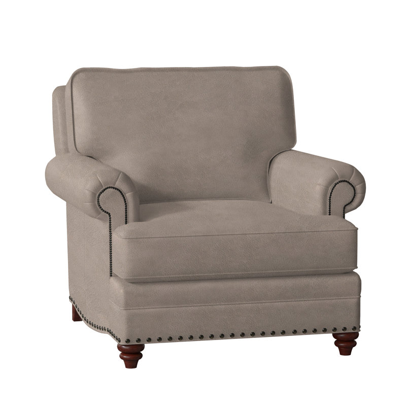 Carrado Leather Armchair, Outsider Raven Genuine Leather, Mahogany, Gunmetal