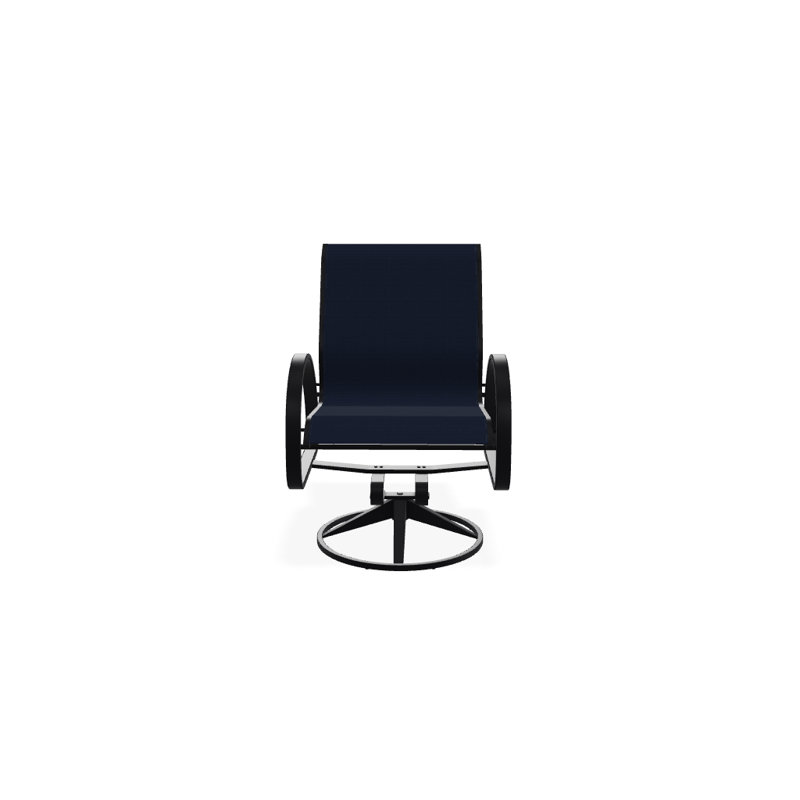Fauteuil de patio pivotant Hiraku, Bleu marine 13D Sunbrella®, Noir texturé